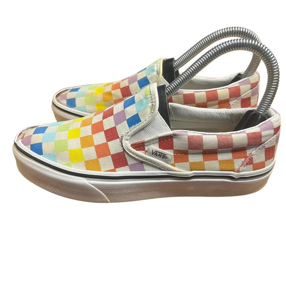 Vans Classic Slip-On Canvas Rainbow Checkerboard Slip-on Unisex Shoes M6.5/W8 - Picture 7 of 11